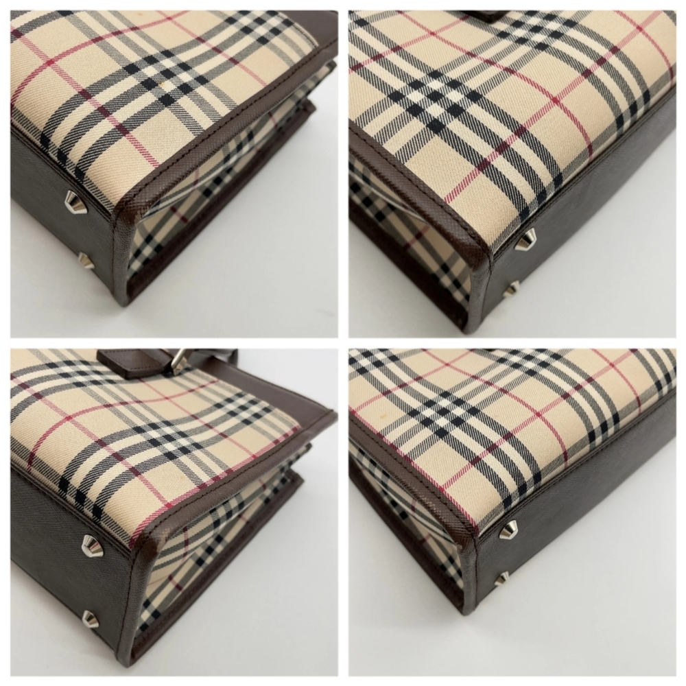 SALE! Authentic Burberry Nova Check Leather Beige/Brown Handbag W/DB - Picture 6 of 14